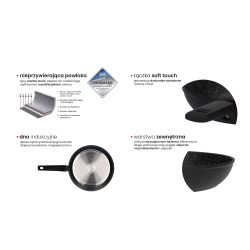 Set med 3 universella stekpannor med non-stick marmorbeläggning för induktion och gas Zwieger ZW-EK-4687