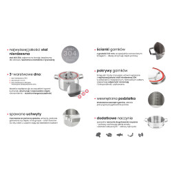 Stainless Steel Cookware Set Pressure Cooker and Non-Stick Pans Induction 16 pcs Kitchen Set Zwieger ZW-EK-5585