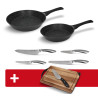 Set pannen en messen 6-delig Acacia snijplank Slijper Inductie Gas Zwieger ZW-EK-6032