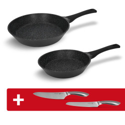 Zestaw 4 elementów patelnie uniwersalne i noże kuchenne stalowe indukcja powłoka nieprzywierająca Zwieger ZW-EK-6049