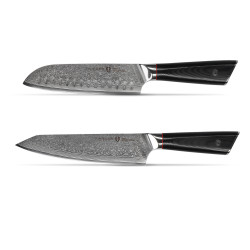 Juego de 2 cuchillos de cocina acero damasco VG-10 cuchillo de chef Santoku profesional premium para regalo Zwieger ZW-NZD-7420