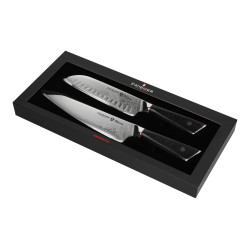 Set med 2 köksknivar Damaskusstål VG-10 Kockkniv Santoku Professionella premiumknivar present Zwieger ZW-NZD-7420