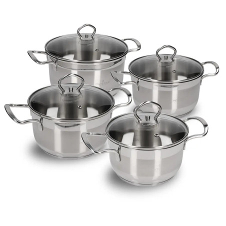 Set van 8 roestvrijstalen pannen inductie AISI 304 staal pannenset voor de keuken Zwieger ZW-GZL-8578