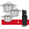 Ensemble de 6 casseroles en acier et bloc de 5 couteaux de cuisine induction Zwieger ZW-EK-4243