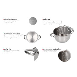 Set med 6 kastruller och knivblock med 5 köksknivar rostfritt stål induktion köksset Zwieger ZW-EK-4243