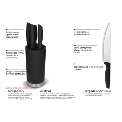 Set med 6 kastruller och knivblock med 5 köksknivar rostfritt stål induktion köksset Zwieger ZW-EK-4243