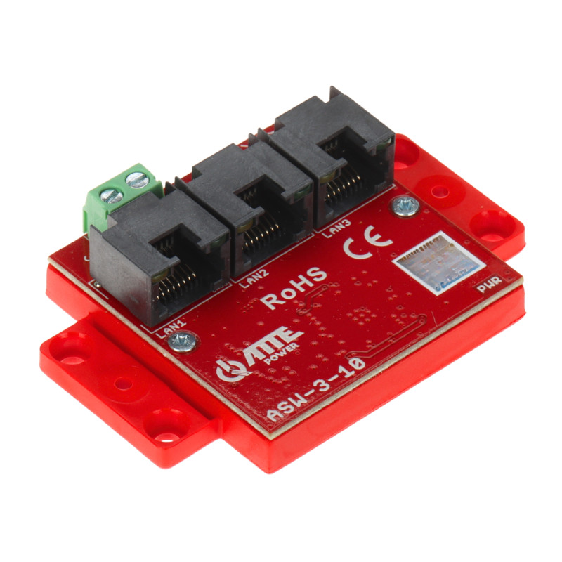 3-portový miniatúrny LAN prepínač 10/100Mbps, nespravovaný switch, zosilňovač ethernetového signálu ATTE ASW-3-10