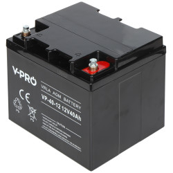 Акумулятор AGM 12V 40Ah VPRO необслуговуваний для ДБЖ систем сигналізації фотовольтаїки накопичувач енергії V-PRO 12V/40AH-VPRO