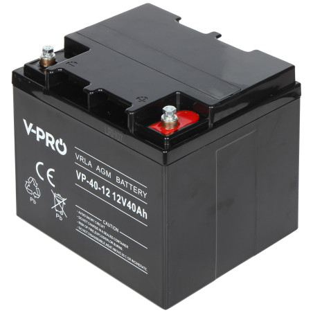 VPRO AGMバッテリー 12V 40Ah UPS・警報システム・太陽光発電・蓄電システム用メンテナンスフリー V-PRO 12V/40AH-VPRO