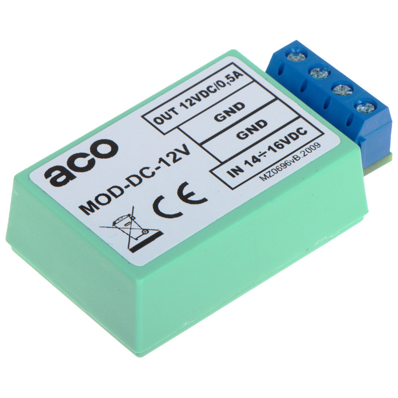 DC/DC step-down voltage converter 14-16V to 12V 0.5A 6W for fail-safe electric strikes power module ACO MOD-DC-12V