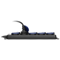 Workshop power strip 5 sockets splash-proof extension lead IP44 5m black robust rubber cable 3680W ORNO OR-AE-13297/5M
