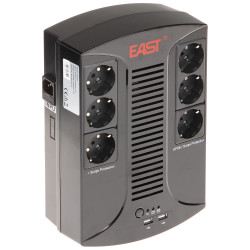 Nepārtrauktās barošanas avots UPS 650VA 390W AVR 6 Schuko ligzdas pārsprieguma aizsardzība EMI RFI filtrs USB UPSmart EAST AT-UP