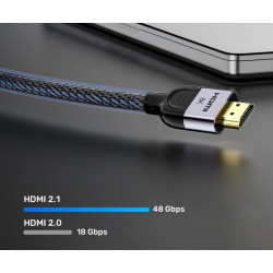 HDMI 2.1 Kabel 8K 60Hz 4K 120Hz 48Gbps HDR10+ ARC Nylongeflecht 8m Ultra High Speed Ethernet UNITEK C11093RGY01-8M