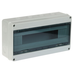 Coffret électrique étanche en saillie 18 modules IP65 boîtier ABS anti-UV rail DIN ELPROMET HT-18
