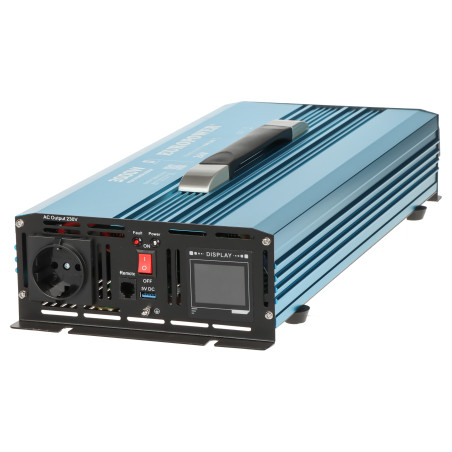 Menič napätia 24V 230V 3000W 6000W Čistý sínus Bluetooth USB Schuko EUROPOWER INV/24/3000/PS/SF/B