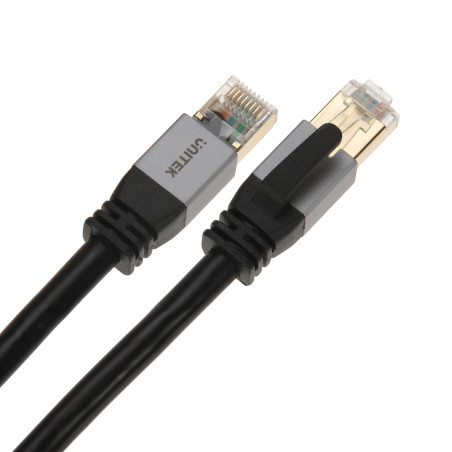RJ45 S/FTP Cat. 8 40Gbps 2000MHz 20m Ekranlı SSTP Ağ LAN Ethernet Kablosu Siyah UNITEK C18149AGY03-20M