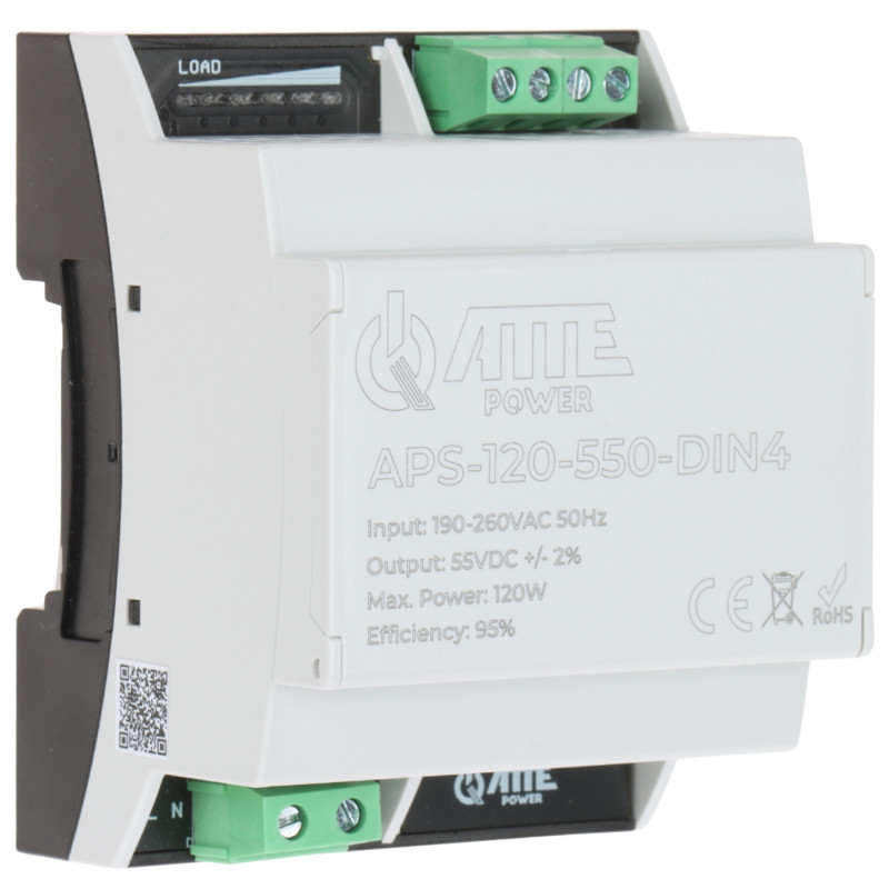 55V DC 2.2A 120W switching power supply for TH35 DIN rail for IP PoE CCTV monitoring systems efficient stabilized ATTE APS-120-5