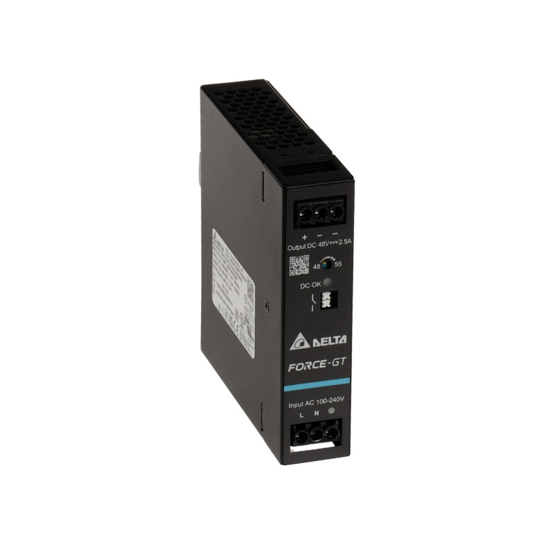แหล่งจ่ายไฟสวิตชิ่ง 48V 120W 2.5A สำหรับราง DIN รุ่น Force-GT Delta Electronics DRF-48V120W1GBA