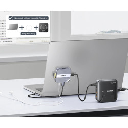 Multifunktionell SD microSD USB-C HDMI 4K 60Hz Audio Jack PD 100W MagSafe Hub-adapter UNITEK S1244CGY01
