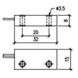 Side magnetic contact sensor metal NC 35mm for garage door alarm ACTii AC6604