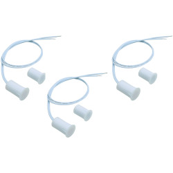 3x Capteur Magnétique Encastrable NC Blanc pour Portes Fenêtres Alarme Détecteur d'Ouverture Lot de 3 ACTii AC3398