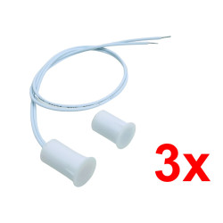 3x Sensor Magnético de Embutir NC Branco para Portas e Janelas Alarme Detetor de Abertura Conjunto de 3 unidades ACTii AC3398