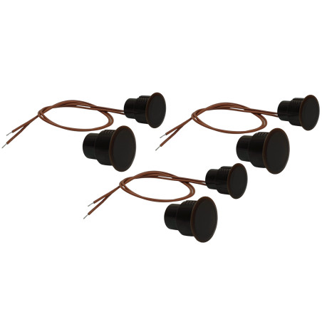 3x Sensor magnético de contacto empotrado marrón para ventanas puertas sistemas de alarma NC 30mm ACTii AC1700