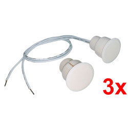 Set 3x Magnetski kontaktni senzor ugradbeni okrugli za vrata prozore alarmnog sustava NC ACTii AC8712