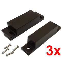 3x Magnetischer Reed-Kontakt seitlich braun NC 64mm Schaltabstand 25mm Alarm für Türen Fenster Tore ACTii AC3519
