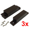 3x Magnetische Reed-contact zijsensor bruin NC 64mm spleet 25mm alarm voor deuren ramen poorten ACTii AC3519