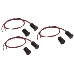 Set of 3 Recessed Magnetic Reed Switch Sensors for Doors and Windows Brown Alarm NC ACTii AC3793