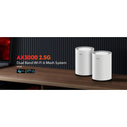 Wi-Fi Mesh System M3000 3-PACK Wi-Fi 6 2.4 GHz 5 GHz 574 Mbit/s + 2402 Mbit/s CUDY M3000(3-PACK)