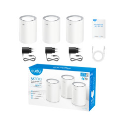 CUDY M3000 3-PACK Wi-Fi 6 Mesh 시스템 2.4 GHz 5 GHz 574 Mb/s + 2402 Mb/s CUDY M3000(3-PACK)