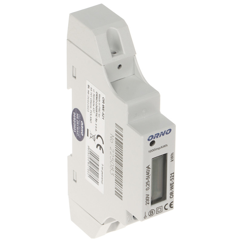 Single Phase Electricity Meter DIN Rail LCD kWh Backlit 40A Precision ORNO OR-WE-521