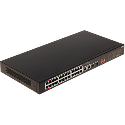 Switch PoE de 24 puertos 10/100 Mbps con 2 puertos Uplink y 2 puertos SFP Dahua S3226-24ET-240