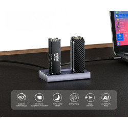 4x M.2 NVMe 32TB 40Gbps dockingstation og diskkloner UNITEK S1243BGY01-EU