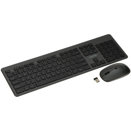 Belaidė klaviatūra ir optinė pelė 1600 DPI QWERTY 2.4GHz biuro kompiuterio rinkinys USB Plug&Play UNITEK T054AGY01-US