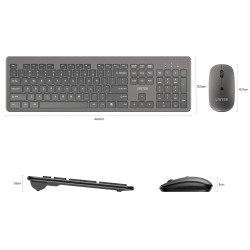Belaidė klaviatūra ir optinė pelė 1600 DPI QWERTY 2.4GHz biuro kompiuterio rinkinys USB Plug&Play UNITEK T054AGY01-US