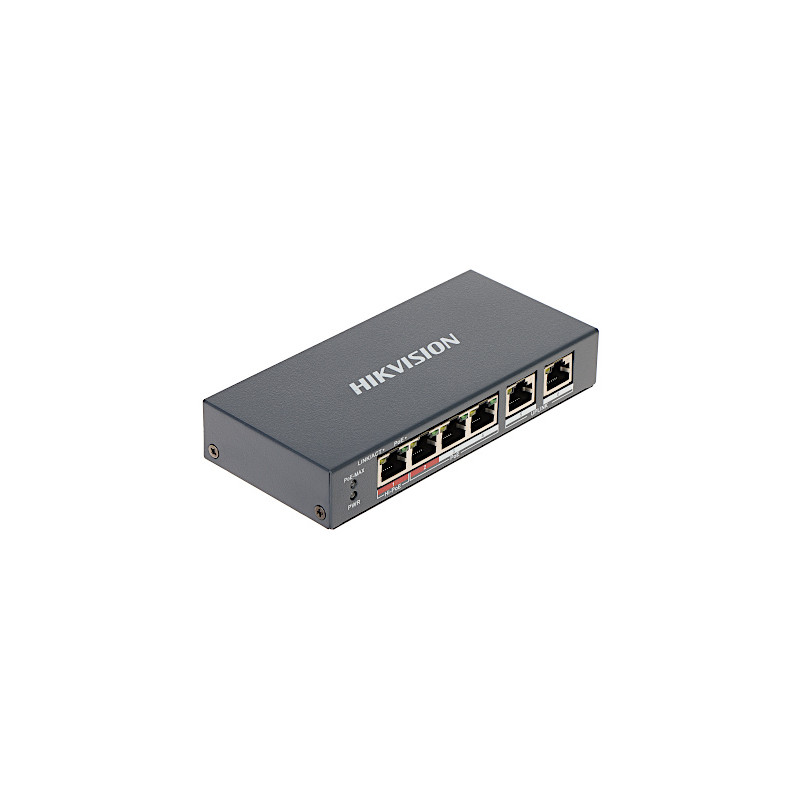Switch PoE de 4 portas 10/100 Mbps com suporte Hi-PoE e função Extend até 300m Hikvision DS-3E1106HP-EI