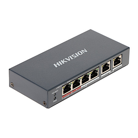 4口 10/100 Mbps PoE交换机 支持Hi-PoE及300米延长功能 Hikvision DS-3E1106HP-EI