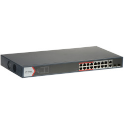 Spravovateľný sieťový prepínač 16 portov PoE 2x Combo SFP Gigabit Smart Managed Rack 19 Hikvision DS-3E1318P-EI(B)