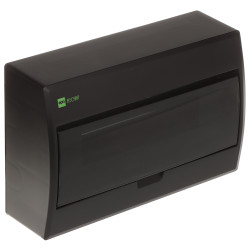 Virštinkinis skirstomasis skydas 12 modulių 1 eilės IP40 juodas su skaidriomis durelėmis Elektro-Plast Nasielsk ELEGANT-1X12/NT/