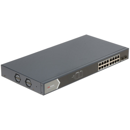 Smart Managed 16-poorts Gigabit PoE+ switch 2x SFP 19 inch rack 225W Hikvision DS-3E1518P-SI