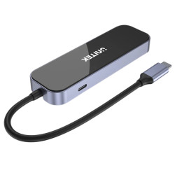 Πολυλειτουργικός διανομέας USB-C 6 σε 1 HDMI 4K RJ45 Ethernet PD 100W Hub αλουμινίου σταθμός σύνδεσης UNITEK D1084A
