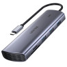HUB USB-C 9in1 Multimediale HDMI 4K VGA Gigabit Ethernet RJ45 Lettore schede SD microSD PD 100W in alluminio UNITEK D1113A