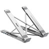 Sammenleggbart laptopstativ 7-i-1 dokkingstasjon USB-C Hub HDMI 4K SD-kortleser PD 100W aluminium UNITEK D1137AGY01