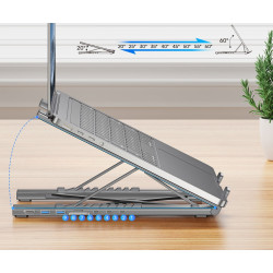 折りたたみ式ノートパソコンスタンド 7in1 ドッキングステーション USB-Cハブ HDMI 4K SDカードリーダー PD 100W アルミニウム製 UNITEK D1137AGY01