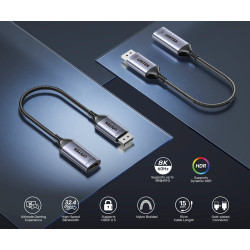 DisplayPort 1.4 kuni HDMI 2.1 8K 60Hz 4K 120Hz HDR Dolby Atmos 15cm videoadapter UNITEK V1611A01