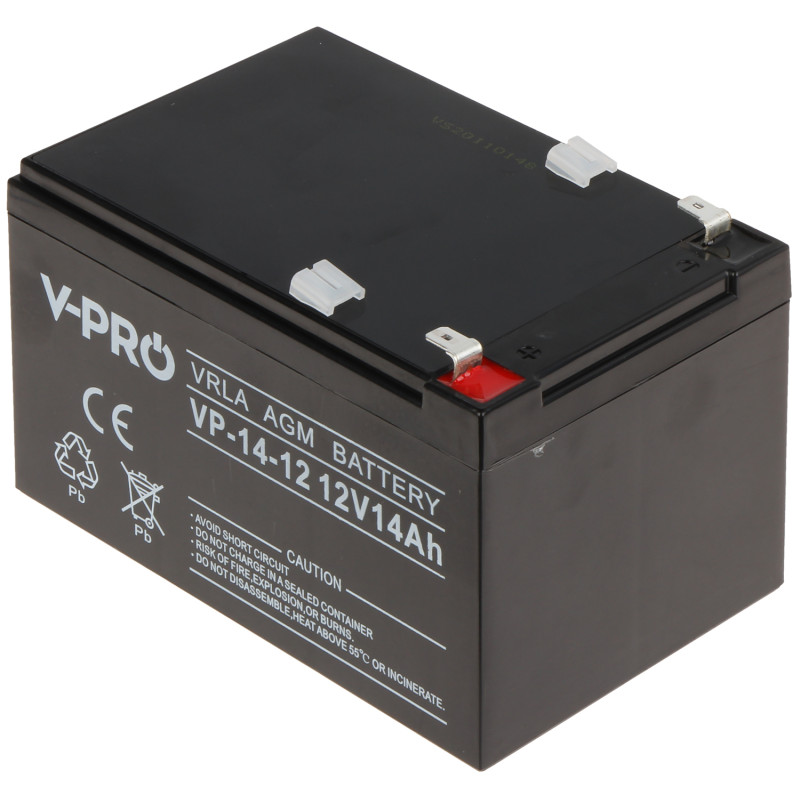 Μπαταρία AGM 12V 14Ah για συστήματα UPS συστήματα συναγερμού CCTV εφεδρική τροφοδοσία χωρίς συντήρηση V-PRO 12V/14AH-VPRO
