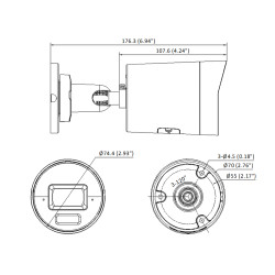IP kamera 4Mpx ColorVu 3.0 Smart Hybrid Light LED IR 40m Audio Garsiakalbis Mikrofonas IP67 Juoda NEMA 4X Hikvision DS-2CD2047G3